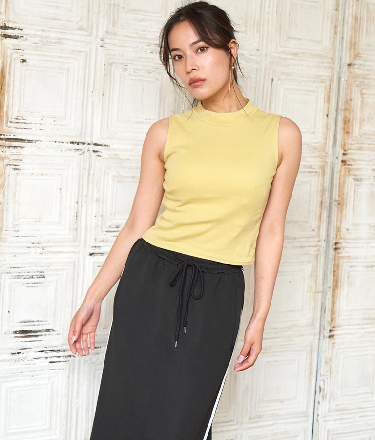 シンプル プチハイネック ノースリーブ トップス タンクトップ  793-8902