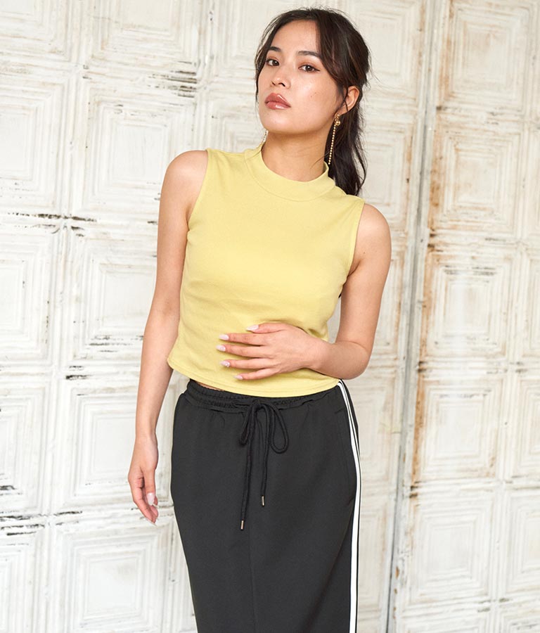 シンプル プチハイネック ノースリーブ トップス タンクトップ  793-8902