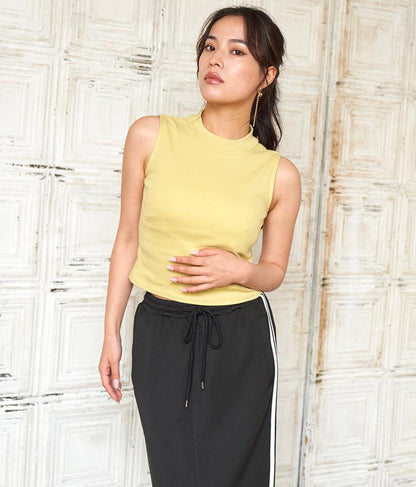 シンプル プチハイネック ノースリーブ トップス タンクトップ  793-8902