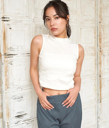シンプル プチハイネック ノースリーブ トップス タンクトップ  793-8902