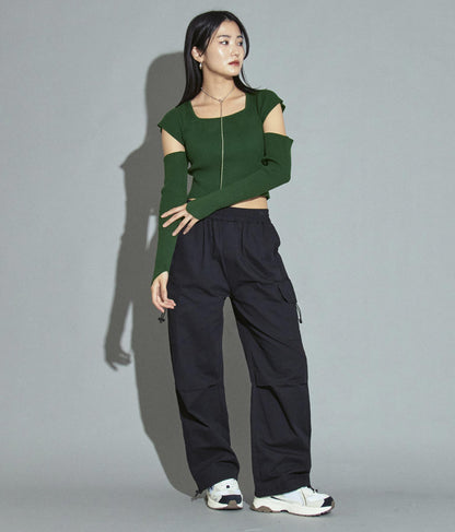 アームカットリブニットトップス 153-5322