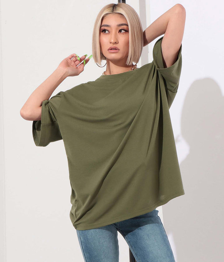 ラウンドネック ゆるてろ ビッグ Tシャツ 493-2555