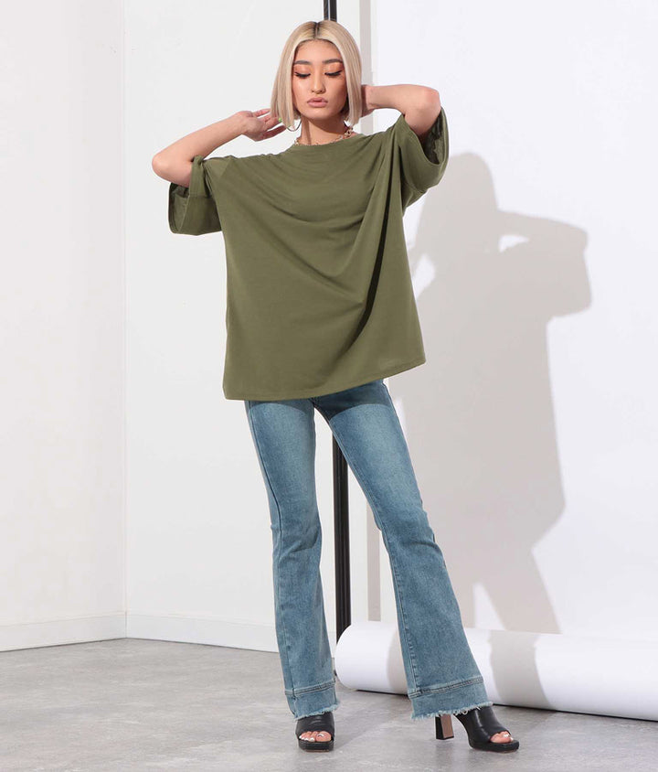ラウンドネック ゆるてろ ビッグ Tシャツ 493-2555
