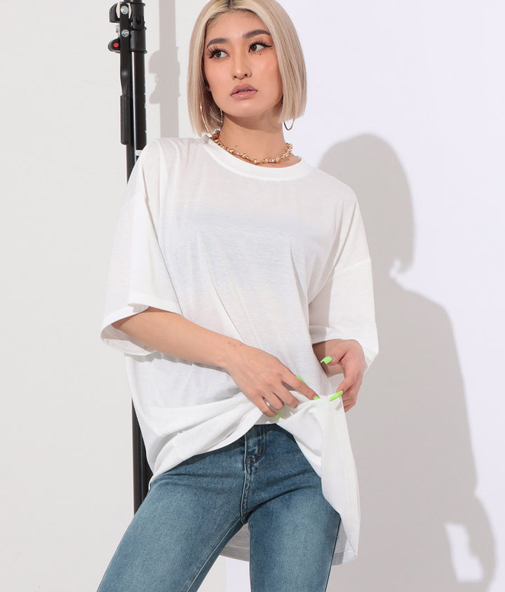 ラウンドネック ゆるてろ ビッグ Tシャツ 493-2555
