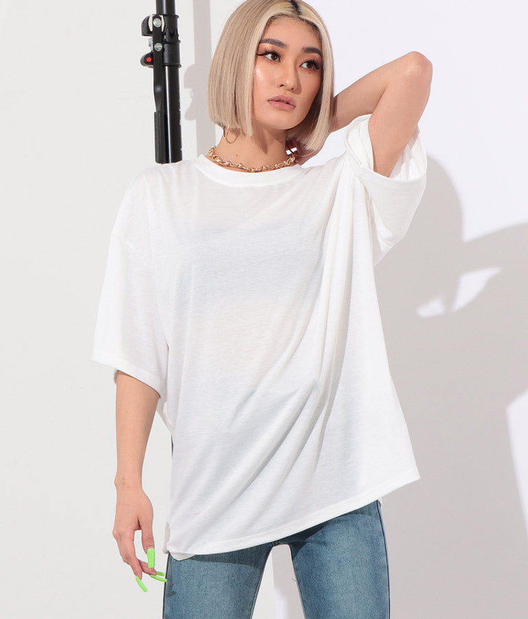 ラウンドネック ゆるてろ ビッグ Tシャツ 493-2555