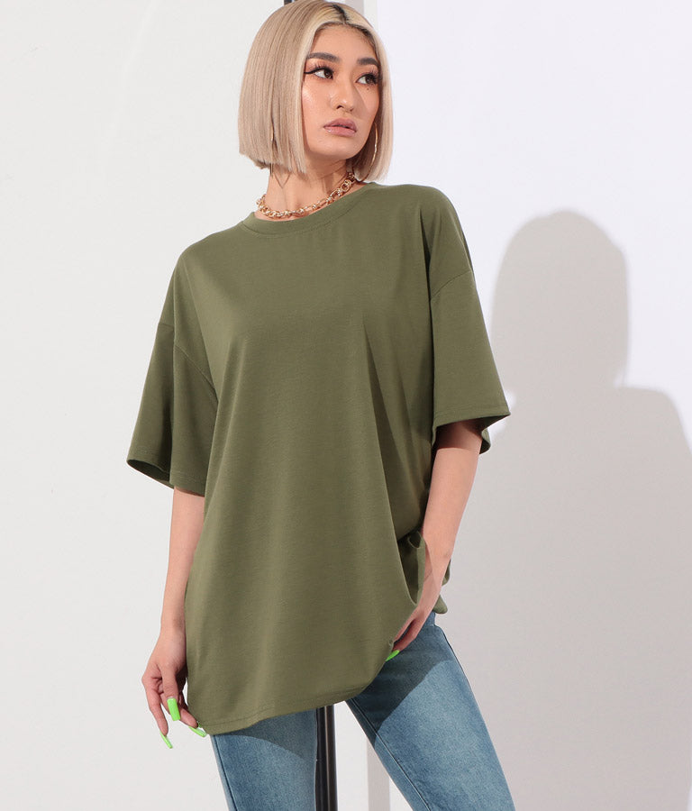 ラウンドネック ゆるてろ ビッグ Tシャツ 493-2555