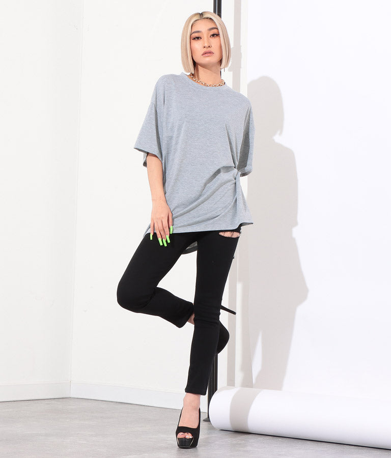 ラウンドネック ゆるてろ ビッグ Tシャツ 493-2555