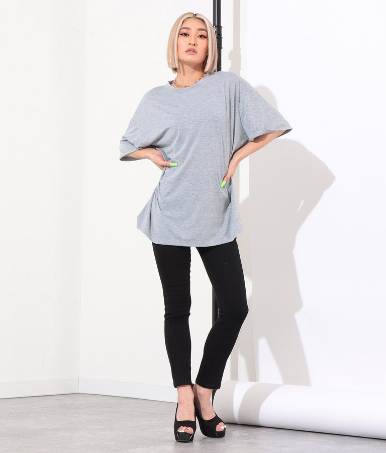 ラウンドネック ゆるてろ ビッグ Tシャツ 493-2555