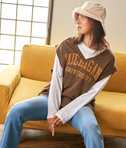 カレッジロゴ Vネック ベスト 853-5438