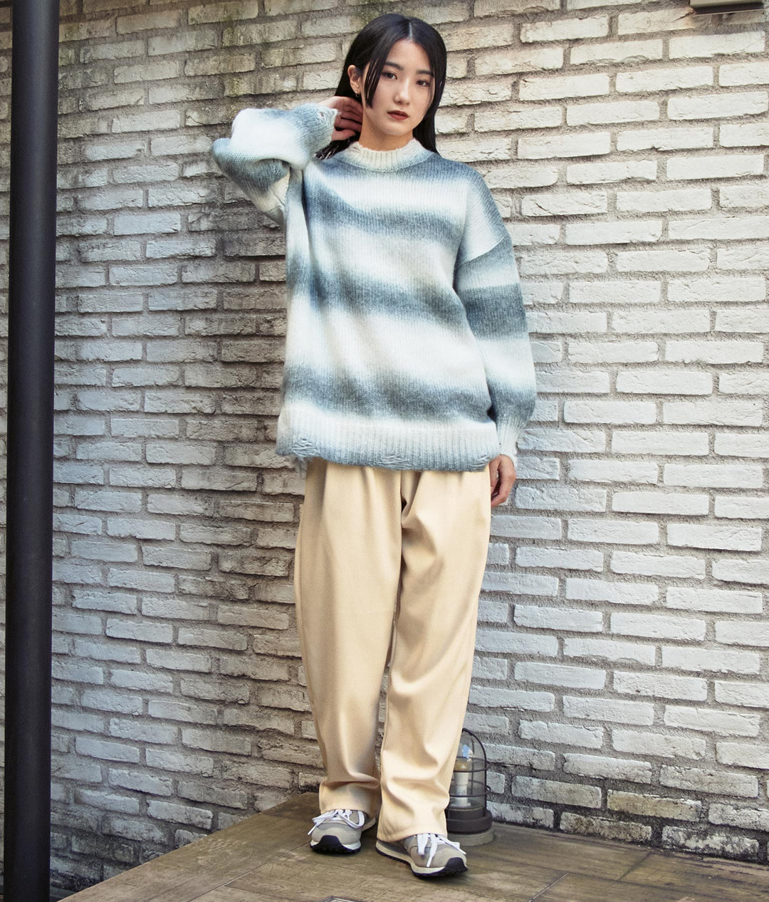 起毛シンプルタックパンツ