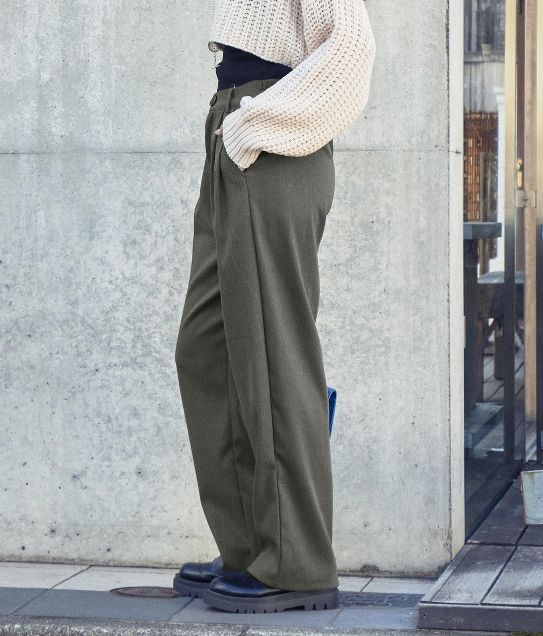 起毛シンプルタックパンツ 152-5341