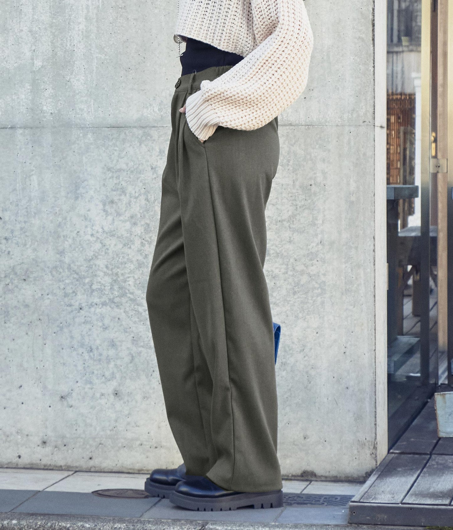 起毛シンプルタックパンツ 152-5341