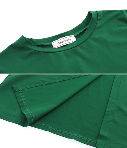 シルケット 天竺 バック スリット ロング Tシャツ