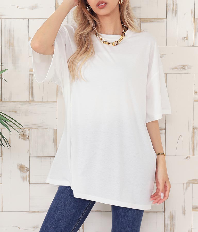 ラウンドネック ゆるてろ ビッグ Tシャツ 493-2555