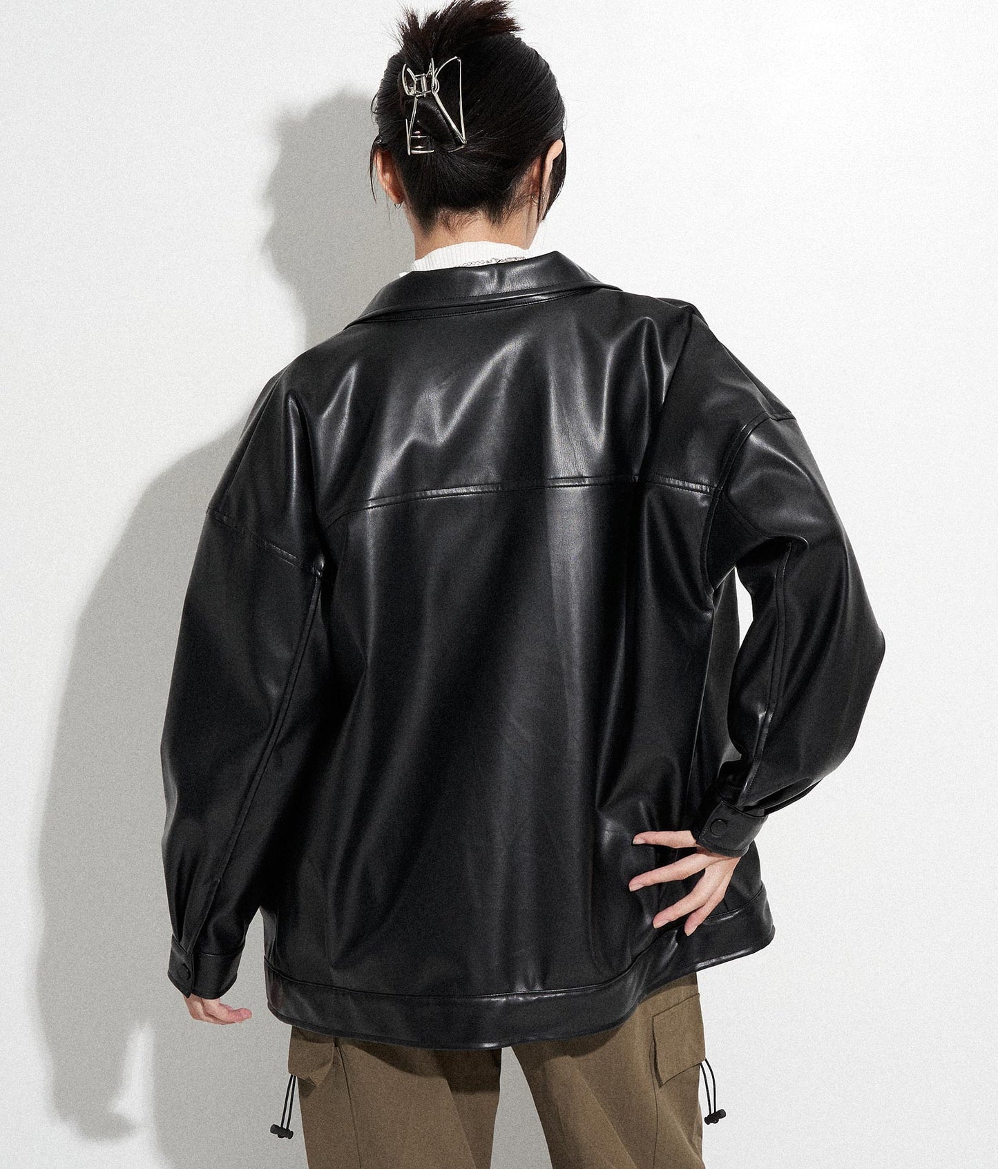 フェイクレザー オーバー ジャケット 154-5277