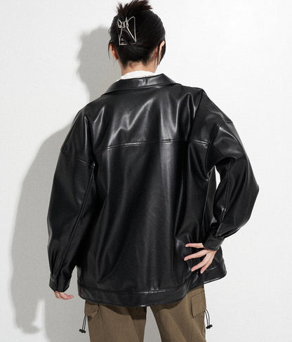 フェイクレザー オーバー ジャケット 154-5277