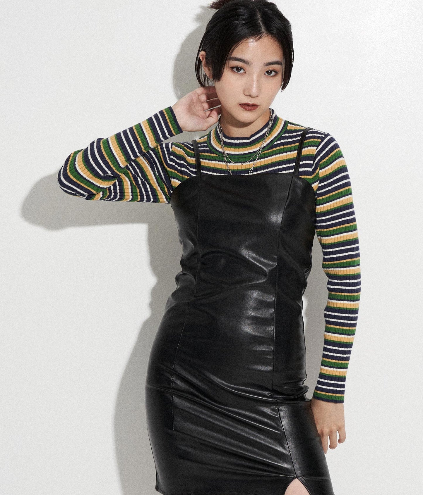 マルチボーダー リブ トップス ニット 793-8541