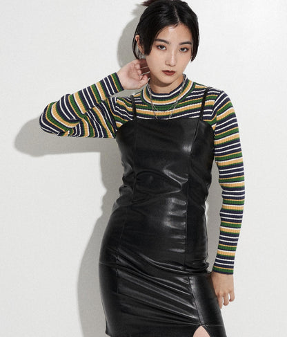 マルチボーダー リブ トップス ニット 793-8541