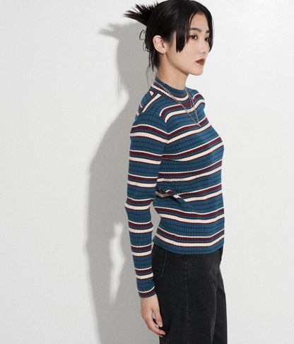 マルチボーダー リブ トップス ニット 793-8541