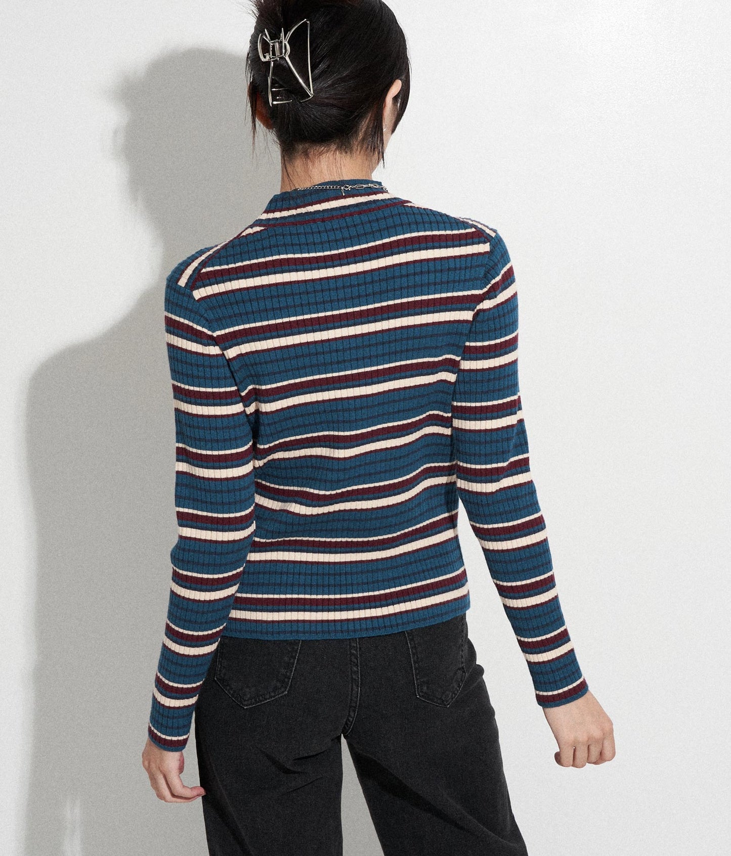 マルチボーダー リブ トップス ニット 793-8541