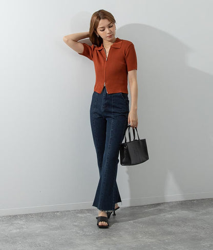 バックゴム フレア デニム パンツ 792-8907