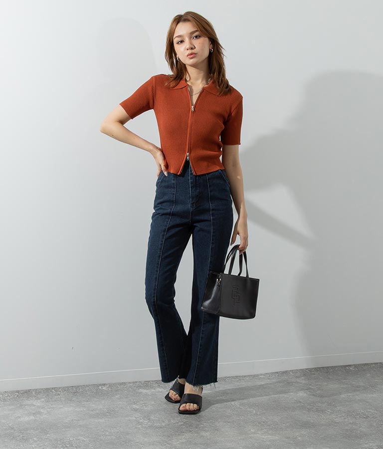 バックゴム フレア デニム パンツ 792-8907