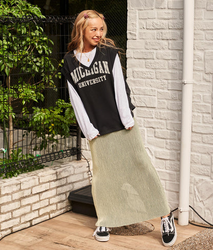 プレーティング ストレート ニットスカート 851-5464