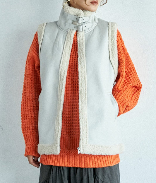 ムートン タッチ スリーブ レス ジャケット 364-8843