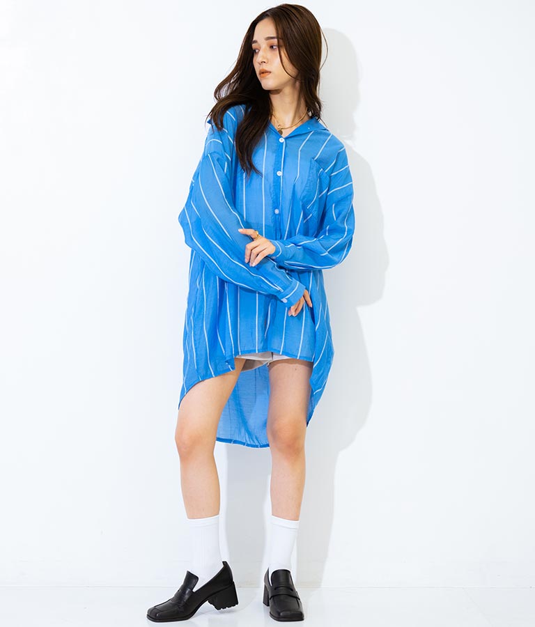 オーバーサイズ ストライプ シャツ 154-5412