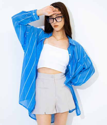 オーバーサイズ ストライプ シャツ 154-5412