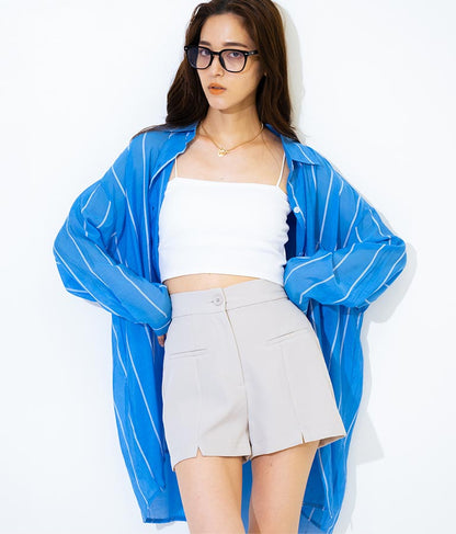 オーバーサイズ ストライプ シャツ 154-5412