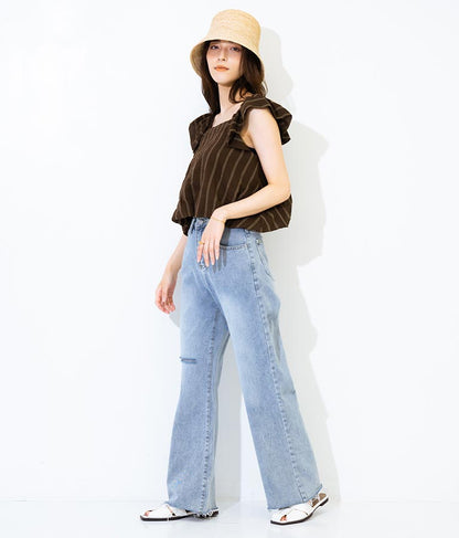 2WAY ストライプ トップス 153-5422