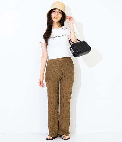 【WEB限定】エンボス加工 メッシュ フレア パンツ 152-4957
