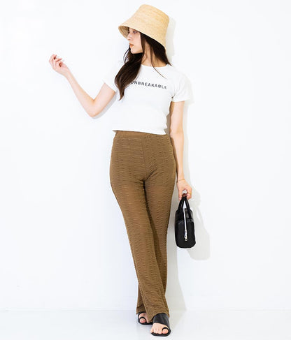 【WEB限定】エンボス加工 メッシュ フレア パンツ 152-4957