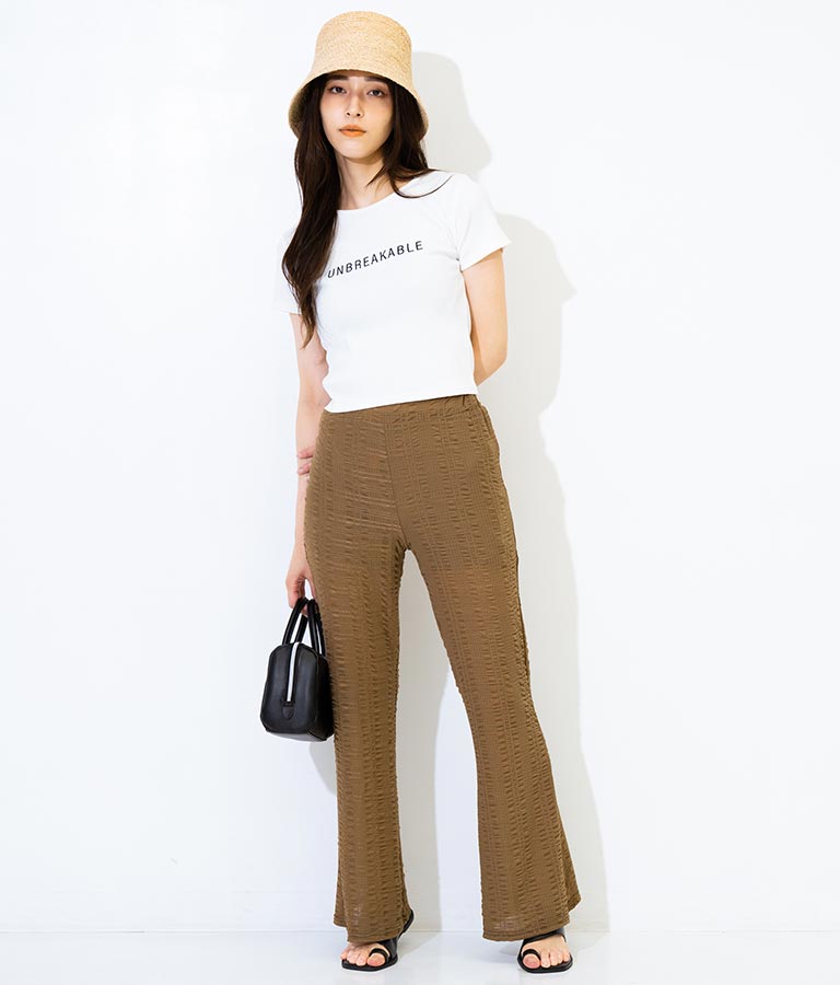 【WEB限定】エンボス加工 メッシュ フレア パンツ 152-4957