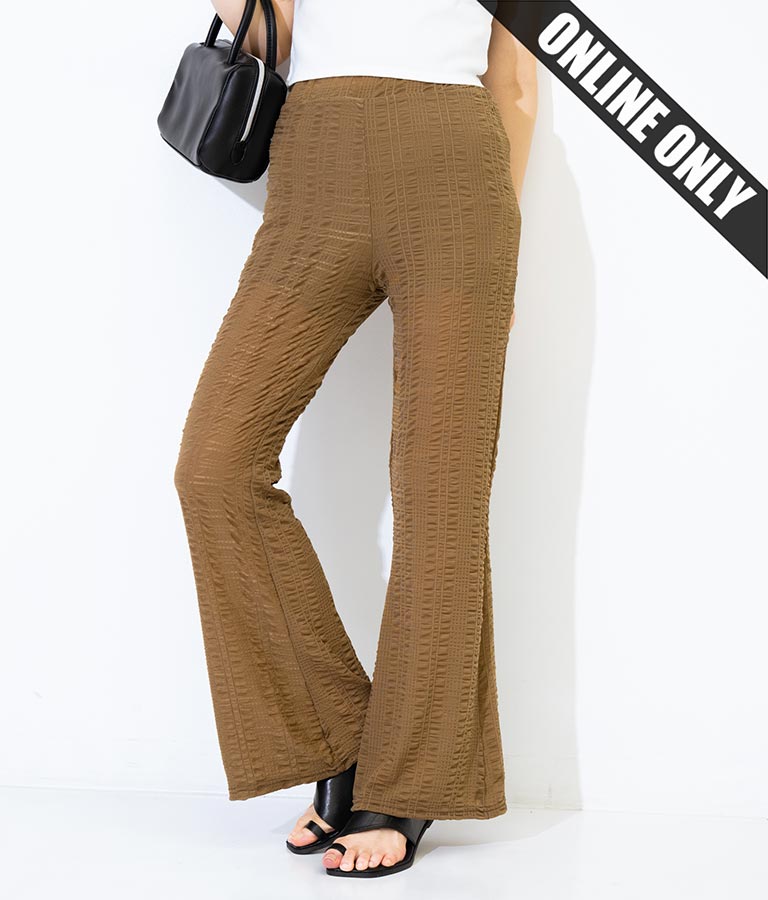 【WEB限定】エンボス加工 メッシュ フレア パンツ 152-4957