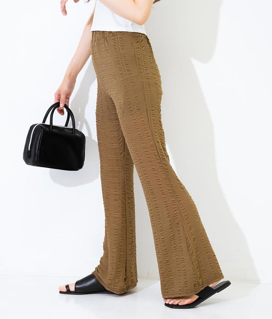 【WEB限定】エンボス加工 メッシュ フレア パンツ 152-4957