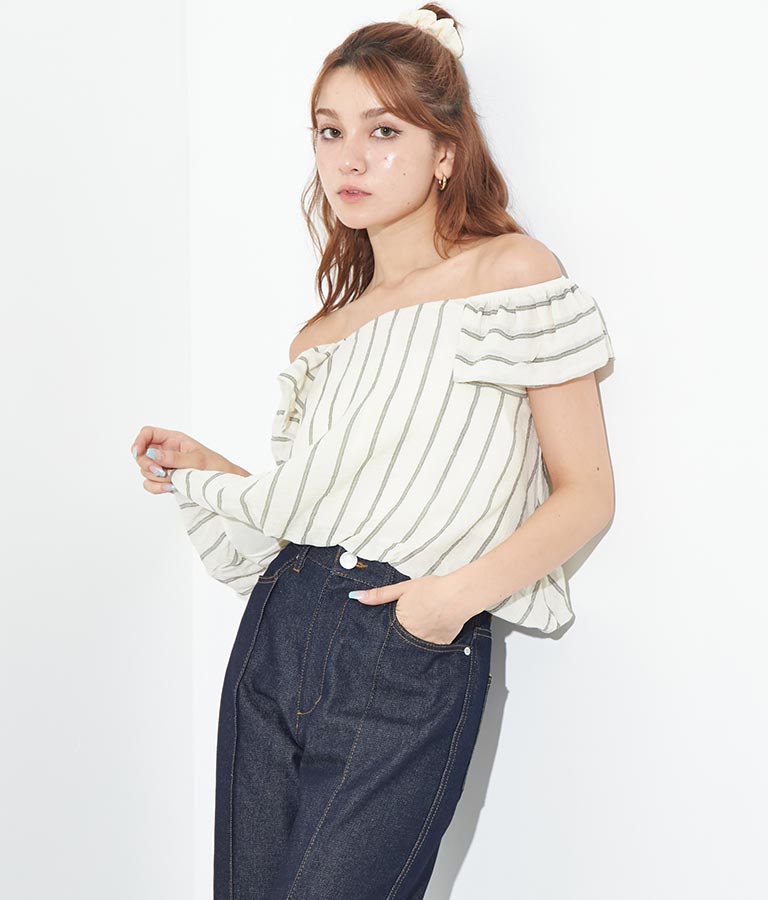 2WAY ストライプ トップス 153-5422