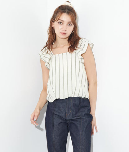 2WAY ストライプ トップス 153-5422