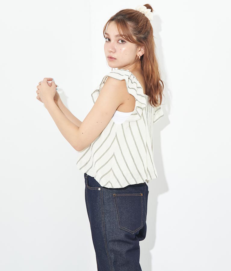 2WAY ストライプ トップス 153-5422