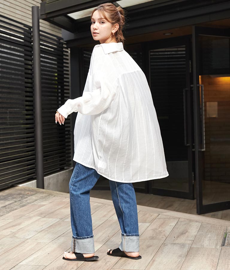 オーバーサイズ ストライプ シャツ 154-5412