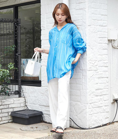 オーバーサイズ ストライプ シャツ 154-5412