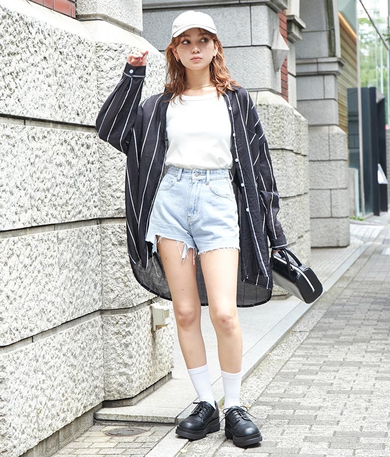 オーバーサイズ ストライプ シャツ 154-5412