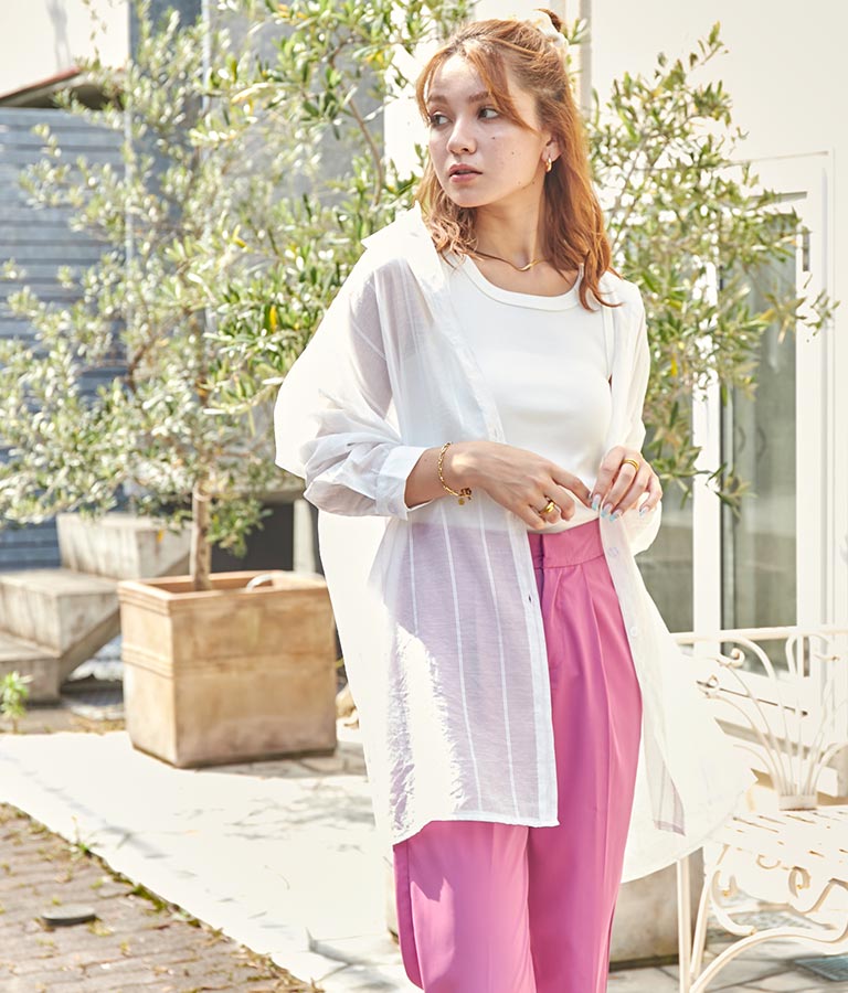 オーバーサイズ ストライプ シャツ 154-5412