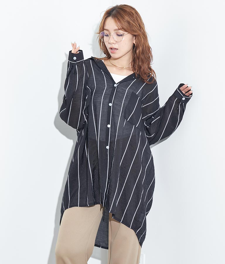 オーバーサイズ ストライプ シャツ 154-5412