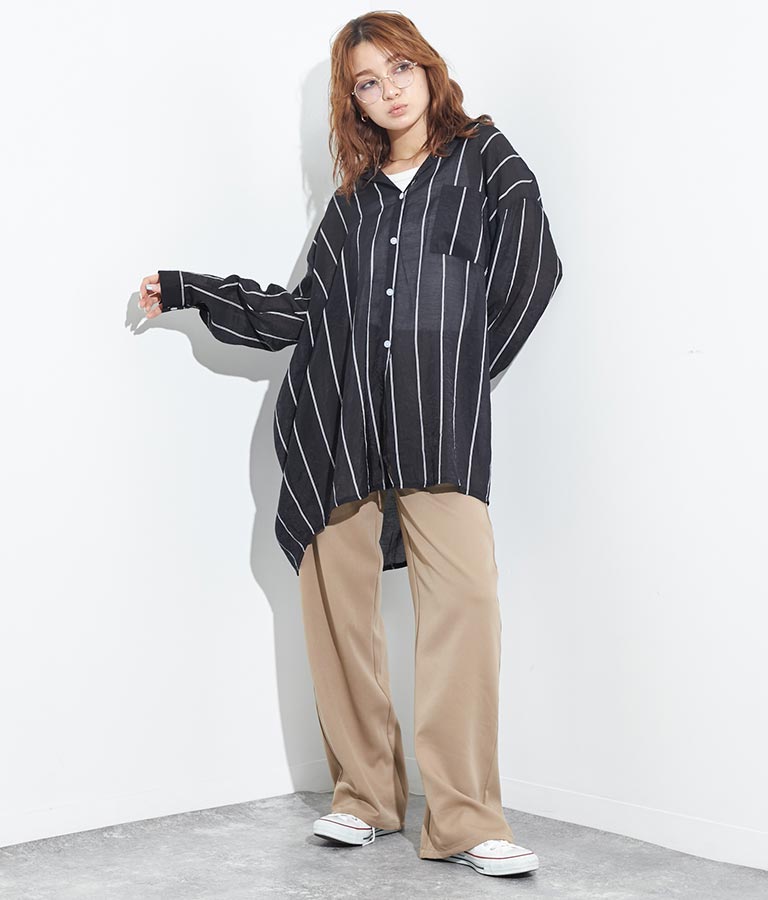 オーバーサイズ ストライプ シャツ 154-5412