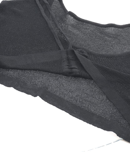 ホルタータンク フロント ギャザー ニット トップス セット 158-5434