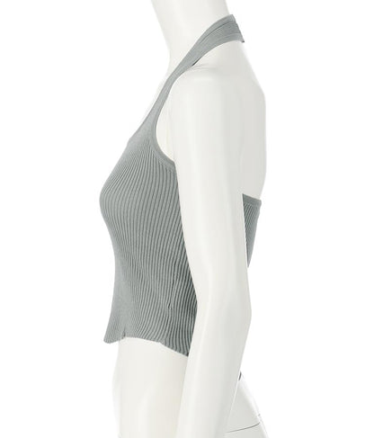 ホルタータンク フロント ギャザー ニット トップス セット 158-5434