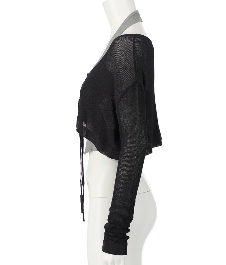 ホルタータンク フロント ギャザー ニット トップス セット 158-5434