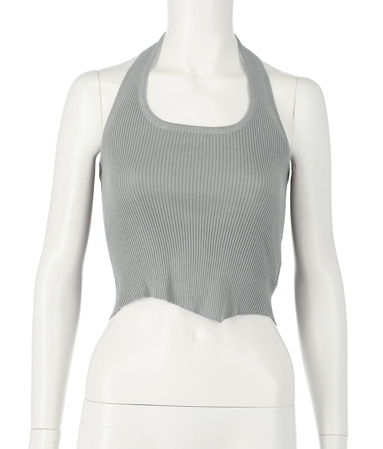 ホルタータンク フロント ギャザー ニット トップス セット 158-5434